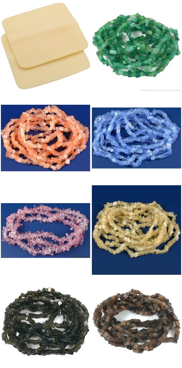 2 Beading Mats 8" x 8" & 7 Strands Glass & Chip Beads Various Colors and Sizes